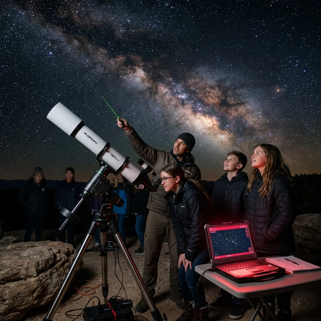 NEX.AI students learning astronomy and engineering with a professional telescope — best astronomy course in Kerala
