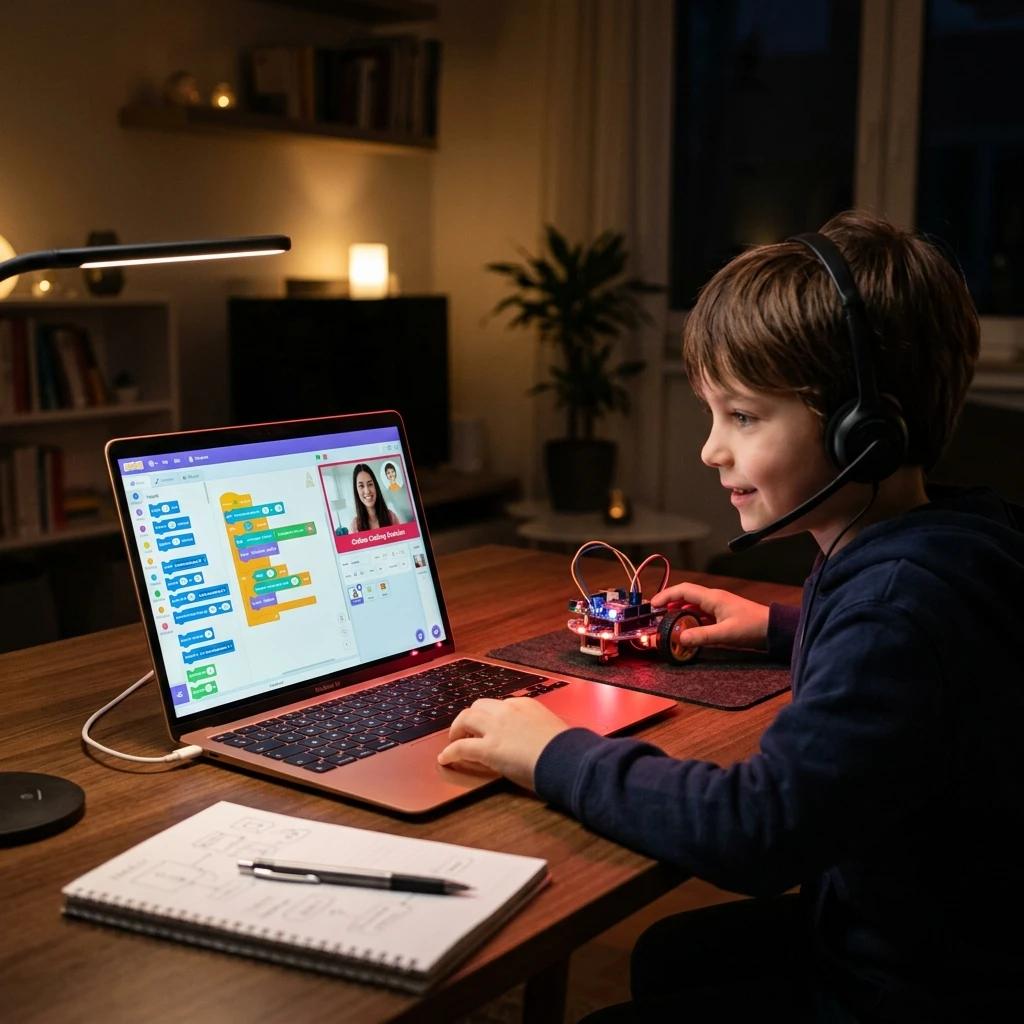 Student engaged in personalized 1-on-1 online coding and robotics class — best robotics AI class in Malappuram
