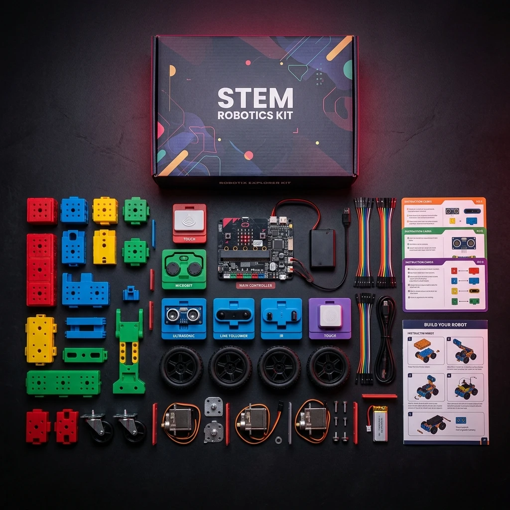 Custom-engineered STEM robotics learning kits with modular components
